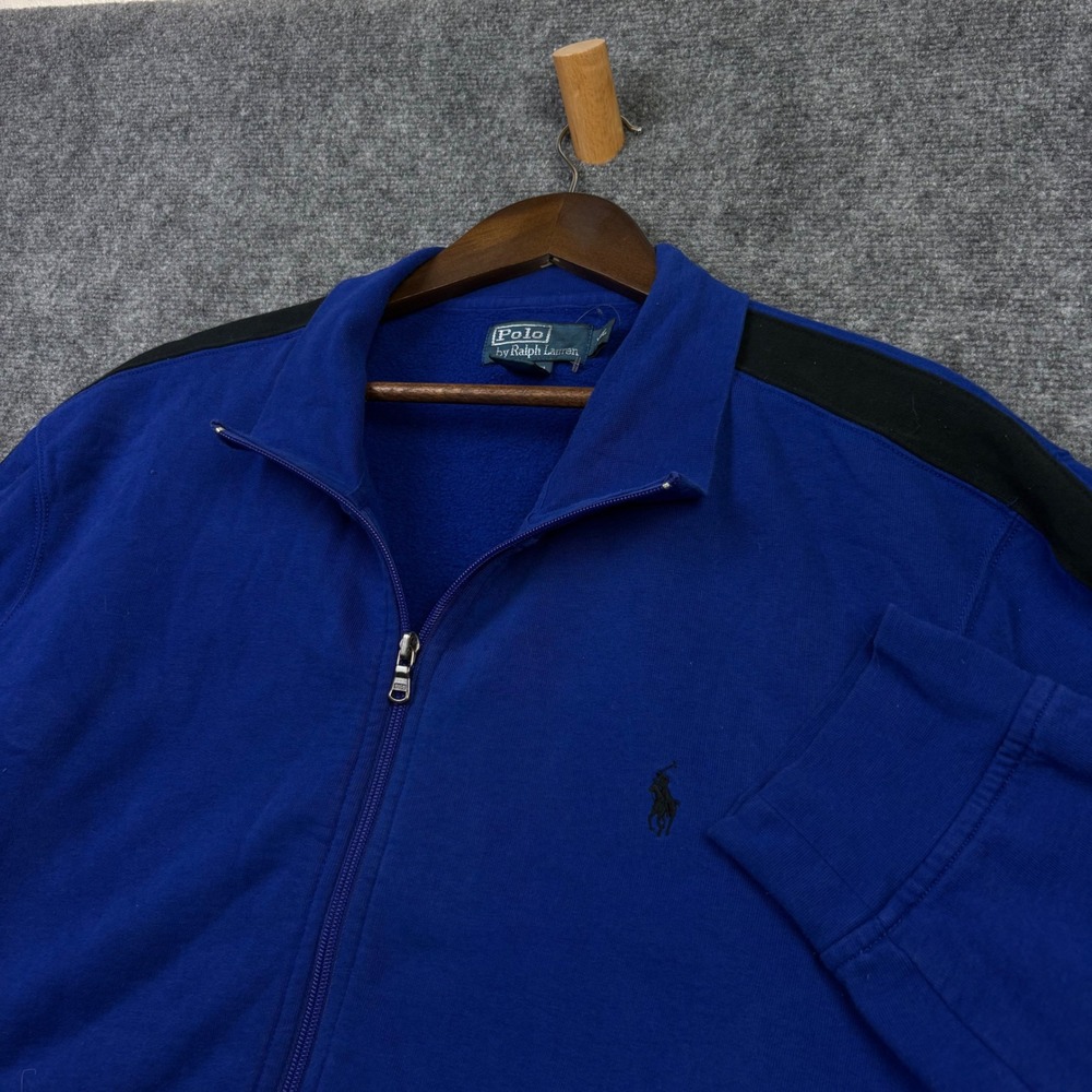 Polo Ralph Lauren Track Jacket Mens XXL Blue Black Stripe Full Zip Sweatshirt